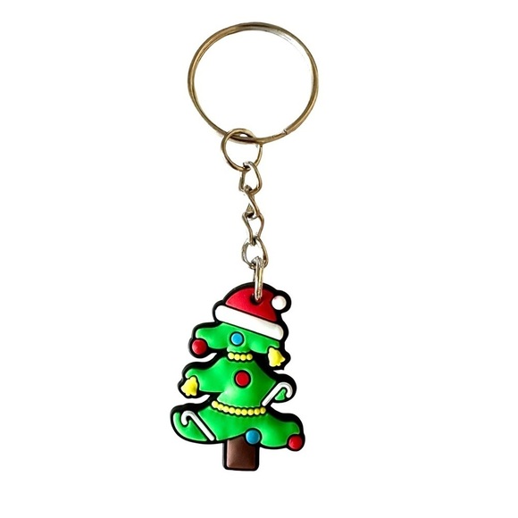 Other - 🔴 5 for $10 ONE Holiday Festive Christmas Tree in Hat Ring Key Chain